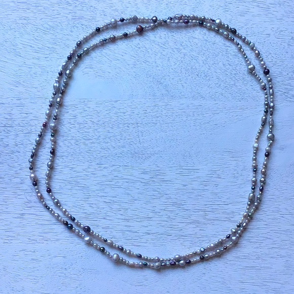 72” Grey Cultured Freshwater Pearl Strand Necklace - Picture 2 of 3